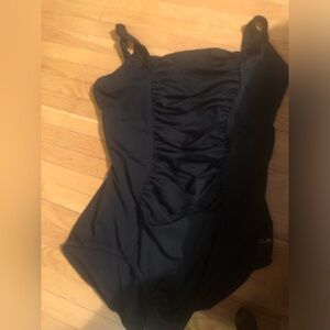 Speedo Black One-Piece Swimsuit with Ruched Front